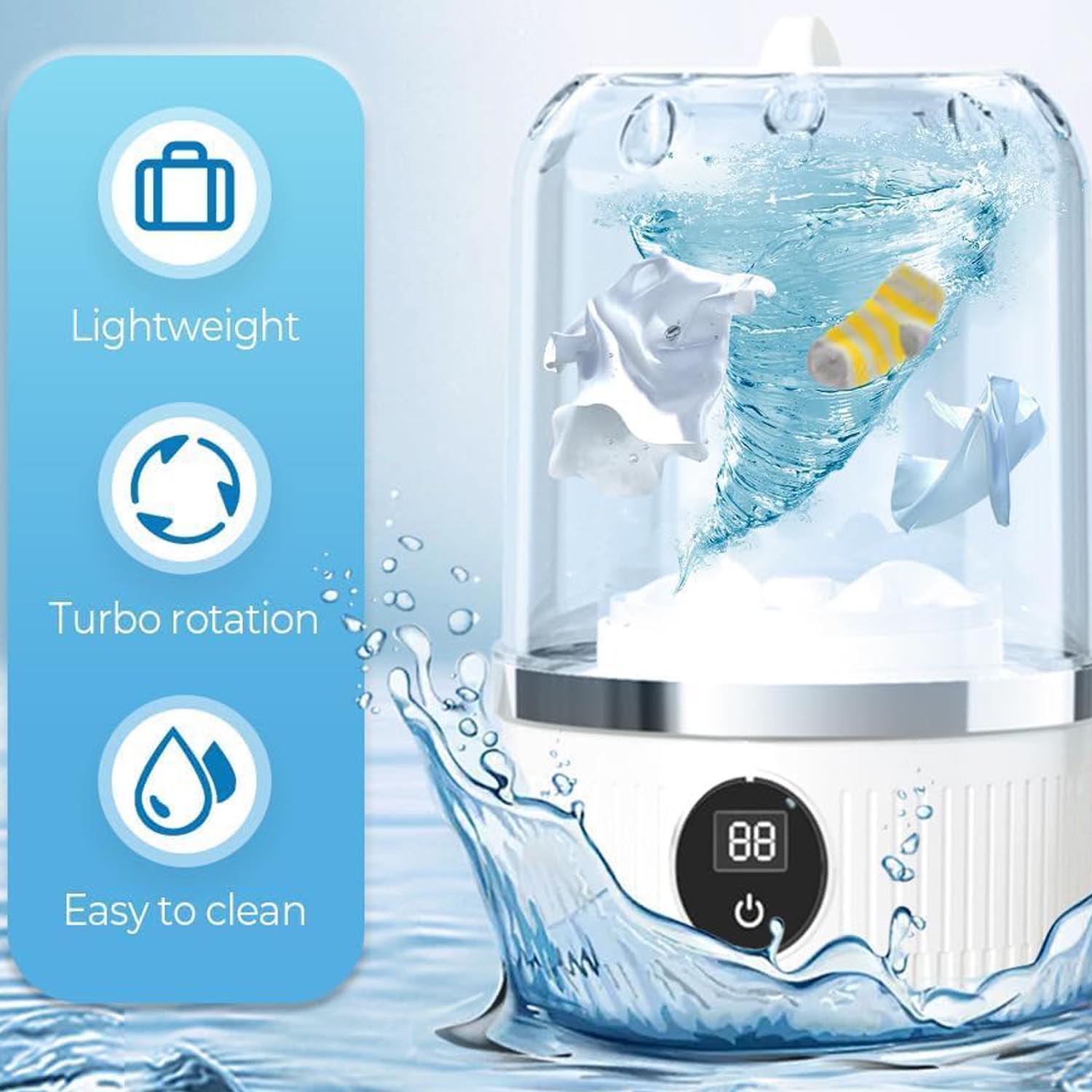 2025 New Portable Ultrasonic Mini Washing Machine – Rechargeable Travel Laundry Solution for Underwear, Compact Design for Apartments, Dorms, RVs, and Camping White