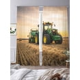 thumbnail image 3 of Farmhouse Sheer Curtains 2 Panels Set Rustic Country Green Bulldozers Realistic Field Sunset Sheer Window Curtains Light Filtering Rod Pocket Voile Drapes for Bedroom Living Room 52"X84", 3 of 9
