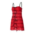 thumbnail image 3 of Women Sling Dress, Spaghetti Straps Lacing Pleated See-through Summer Mini Dress for Club Party, 3 of 10
