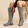 thumbnail image 5 of LOVE STEETLY Women's Knee High Chunky Heel Boots, Side Zipper Round Toe Faux Leather Casual Buckle Comfort Versatile Boot., 5 of 7