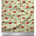 thumbnail image 1 of Soimoi Blue Cotton Cambric Fabric Stripe & Tomato Vegetable Print Fabric by the Yard 42 Inch Wide, 1 of 3