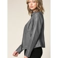 thumbnail image 4 of Made by Johnny Women's Dressy Vegan Leather Biker Jacket L GREY, 4 of 6