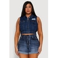 thumbnail image 2 of Womens Plus Size WAX Distressed Denim Vest, 2 of 5