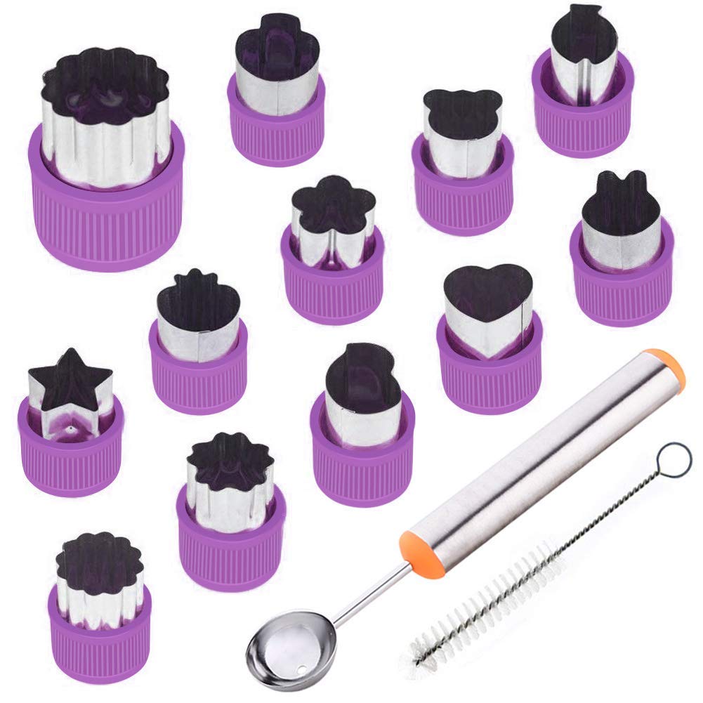 12 Pcs Vegetable Fruit Cutter Shapes Set with Melon Baller Scoop and