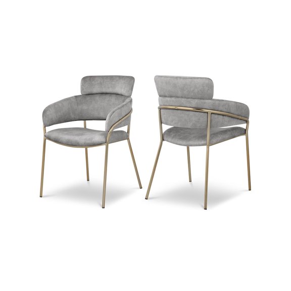 Meridian Furniture Yara Grey Velvet Dining Chair (Set of 2)