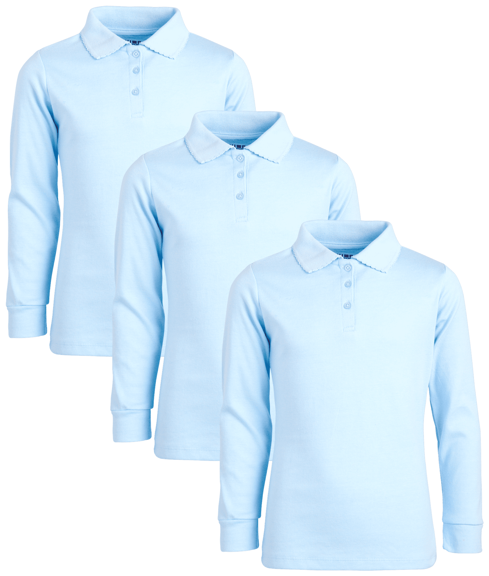 Beverly Hills Polo Club Girls' School Uniform Shirt 3 Pack Long