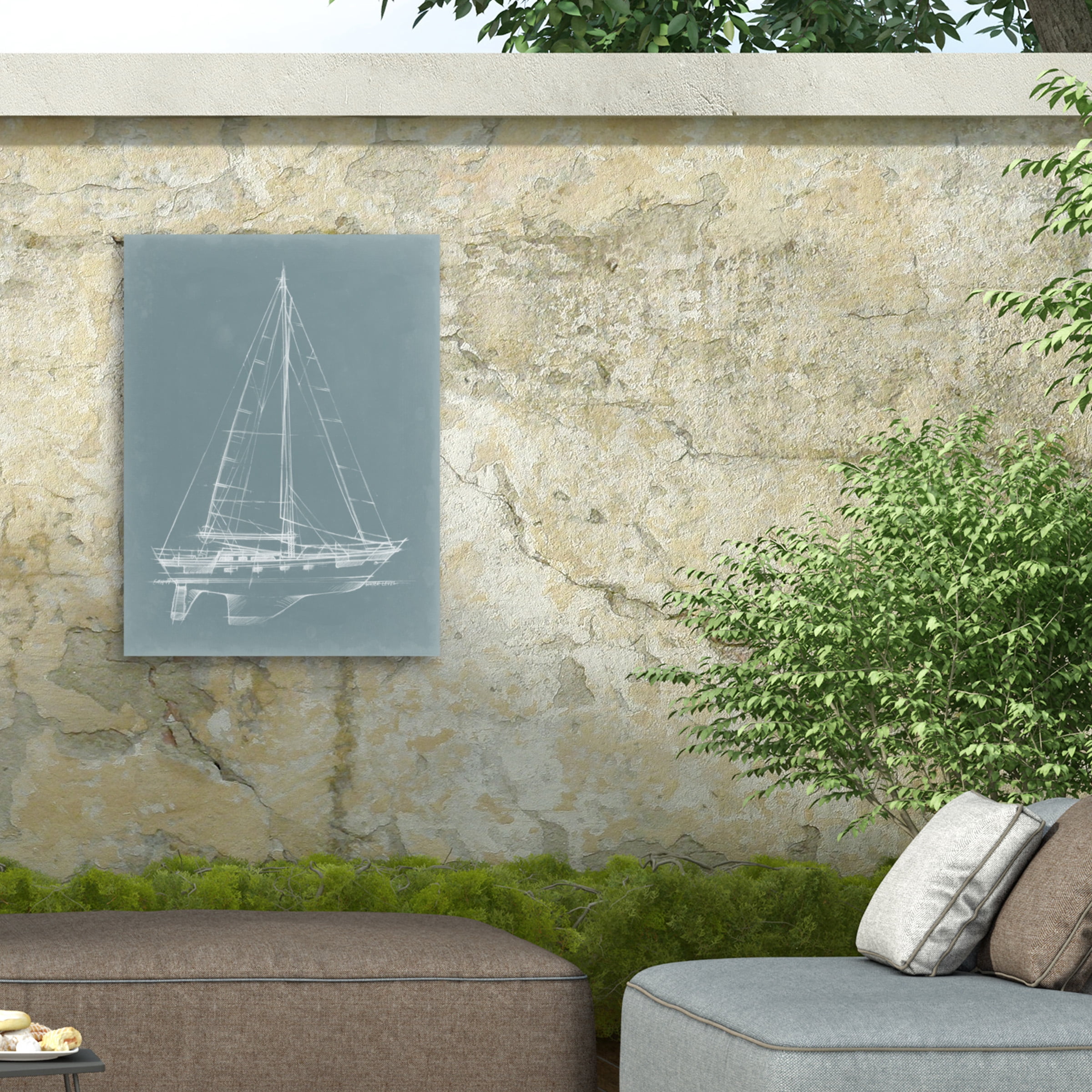 Ethan Harper 'Ua Ch Yacht Sketches II' Outdoor Canvas 47x47