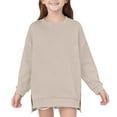 thumbnail image 3 of EnJoCho Girls Crewneck Sweatshirt - Drop Shoulder Side Split Long Sleeve Oversized Pullover Top for Kids 5-14 Years Fall Back-to-School Casual Wear, 3 of 8