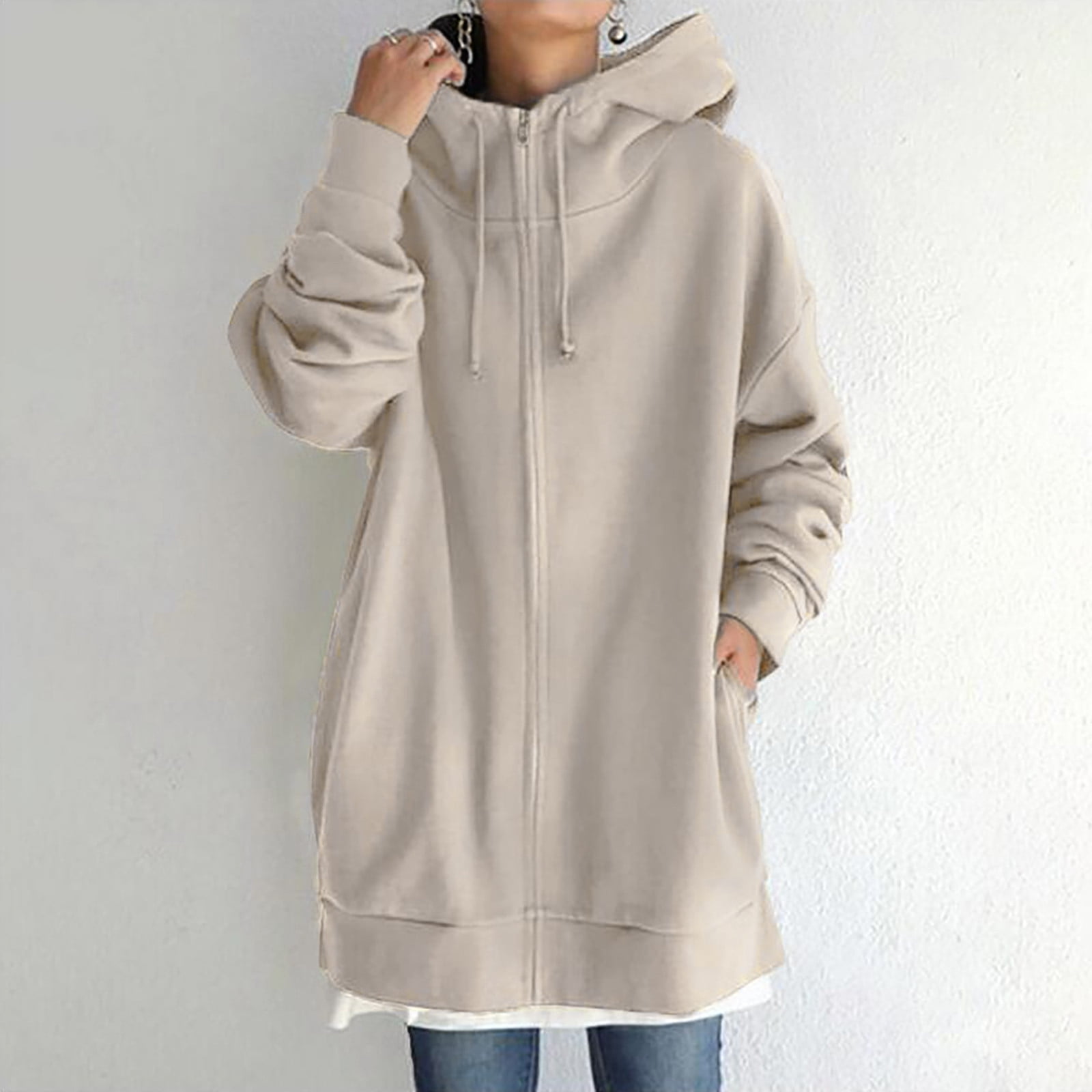 Robe Sweat-shirt Femme Surdimensionnée - Fermeture éclair Fendue - Manches Longues - 100% Polyester - Saison Mi-saison - 8