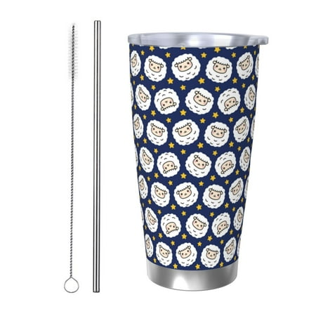 

Junzan Cute Sheep With Star for 20oz Stainless Steel Insulated Car Cup with Spillproof Lid - Insulated Coffee Mug Thermal Cup-Straw Two-piece Set