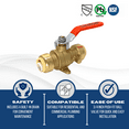 thumbnail image 4 of 10 Pcs XFITTING Push Fit 3/4 Inch x 3/4 Push Fit Ball Valve with Drain and Drop Ear, 28-2-7=10XX, 4 of 5