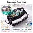 thumbnail image 4 of BAGSMART Toiletry Bag for Travel, Small Makeup Cosmetic Bag with Double Zippers & Handle, Water Resistant Shaving Pouch Organizer Dopp Kit for Toiletries Accessories, Black  (Grid Quilted), 4 of 9