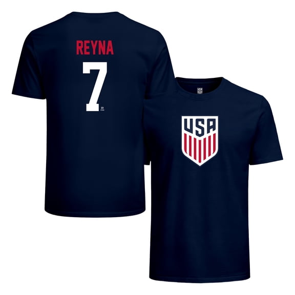 Icon Sports Officially Licensed US Men's National Soccer Team Gio Reyna Cotton T-Shirt - Unisex Adult - MNT480CT Navy L
