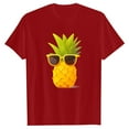 thumbnail image 4 of T-shirts Femmes Mode Respirant Imprimé Ananas T-Shirt Manches Courtes Haut Chemise Femmes Rouge S, 4 of 4