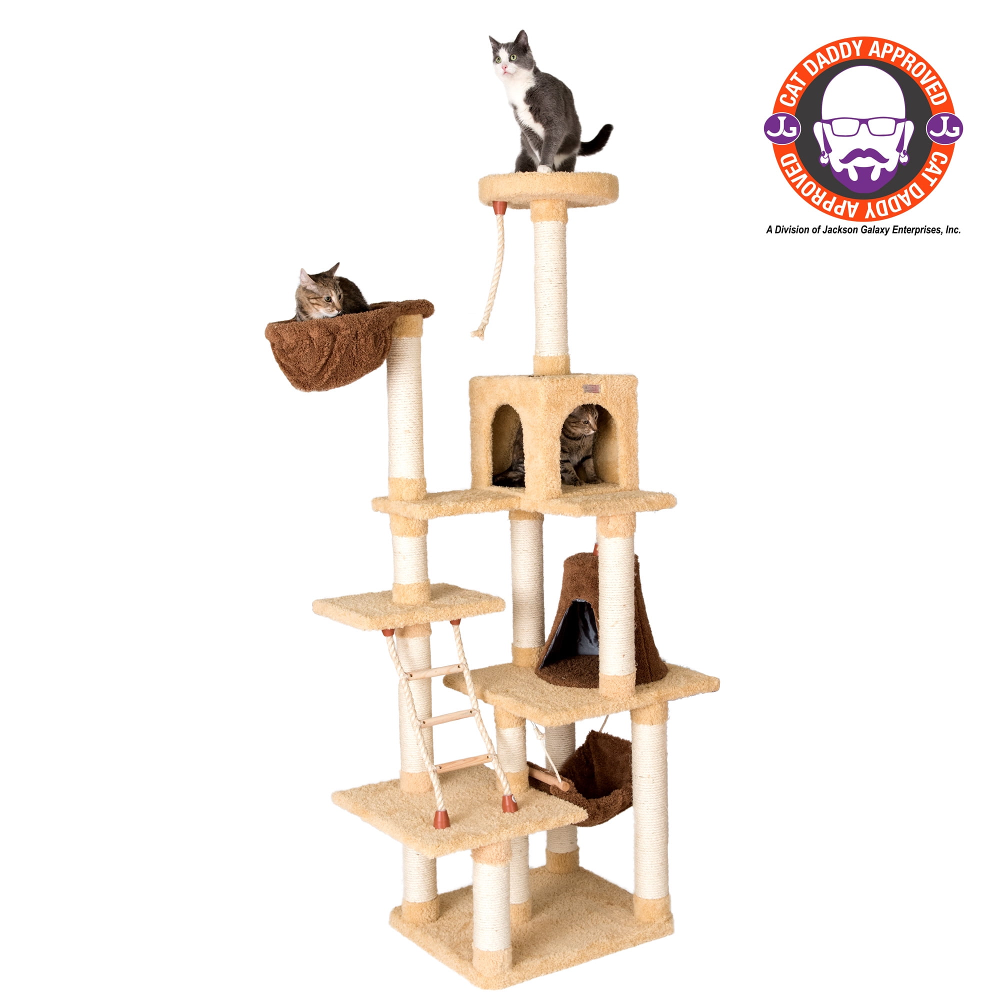Shop4Omni 72 Inch Brown Cat Tree Lounge Tower Kitty Condo with Scratching Posts 