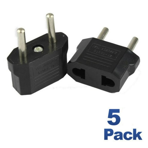 5 Pack Plug Adapter Converts USA to EURO 2 plug to 2 prong