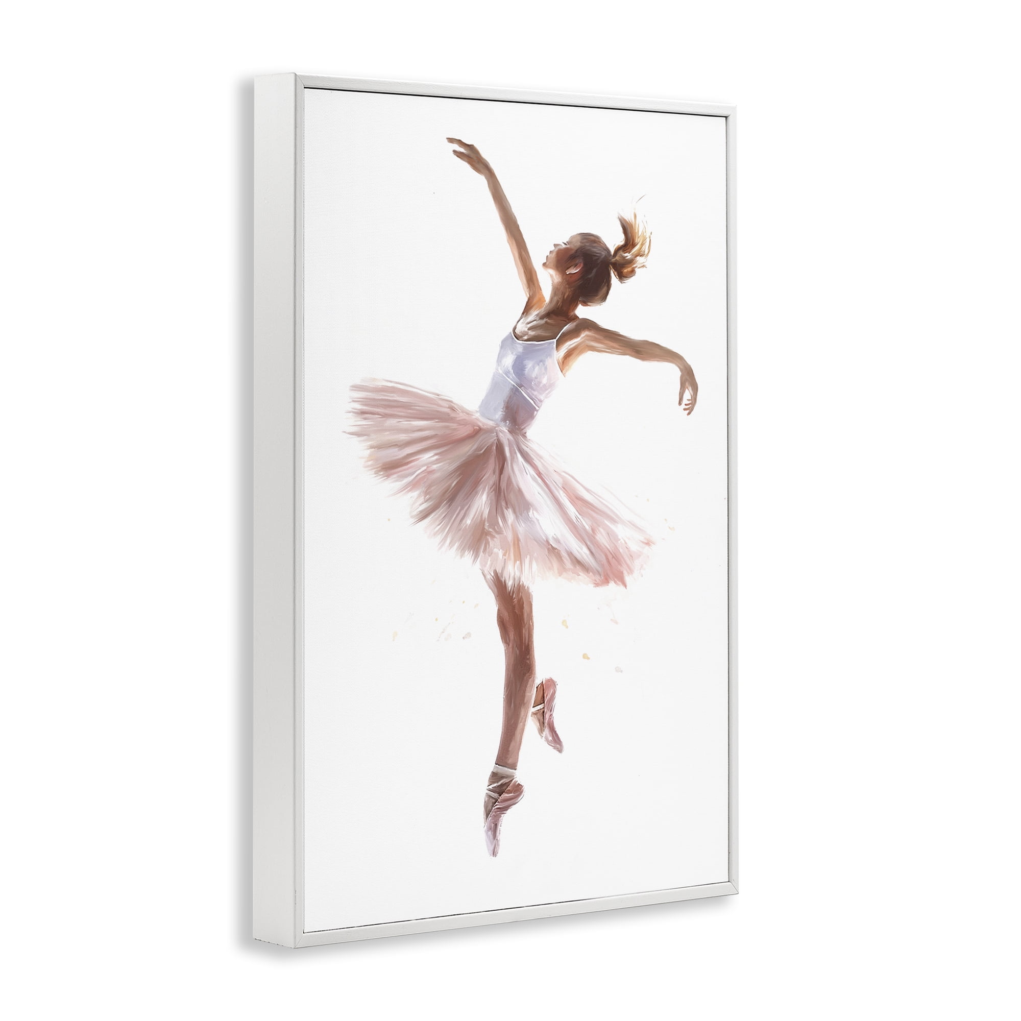 Stupell Industries Graceful Ballerina Pose Novelty Painting White Framed Art Print Wall Art, 16 x 24