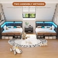 thumbnail image 5 of Full Size Corner Bed Frame with 2 Storage Drawers & Charging Station & LED Lights, Full Upholstered Platform Bed Frame Daybed for Bedroom, Gray, 5 of 10