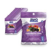 Zand HerbaLozenge Elderberry Zinc, Good-for-You Lozenges for Dry Throats, No Corn Syrup, No Cane Sugar, No Colors 80ct (12 Bags, 15 Lozenges)