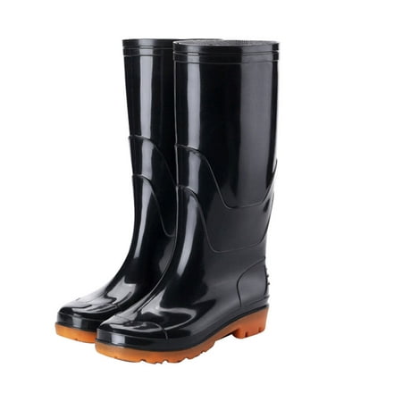 

maytalsoy Rainboots Plastic Thigh Highs Slipproof Wearproof Shoes Cotton Flat-Healed Colorful Galoshes Rainday Winter Windproof Black Shoes>45