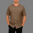 thumbnail image 2 of BUIGTTKLOP Mens Button down Shirt Big and Tall Casual Short Sleeve Shirts Solid Color Lightweight Summer Beach Tops, 2 of 6