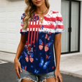 thumbnail image 6 of LWavelet Fourth of July Shirts for Women Short Sleeve Tops V-Neck Casual Patriotic Floral Butterfly Graphic Tee Navy XL, 6 of 7