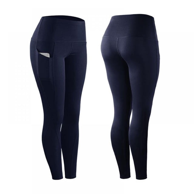 Final Clearance! Yoga Pants with Pockets High Waisted Tummy Control Leggings Solid Stretch Workout Pants