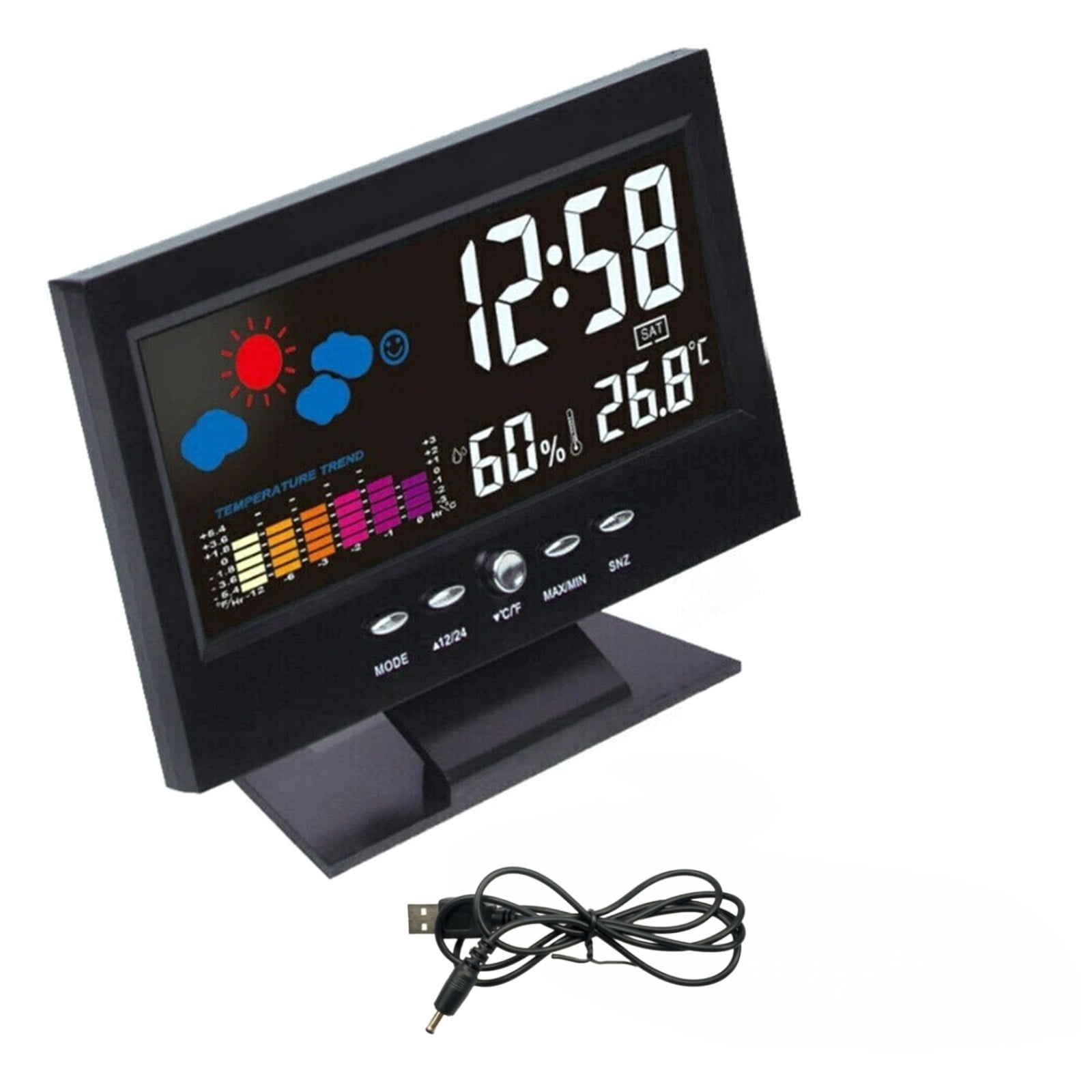 TAPDRA Smart Alarm Clock for Home Use Voice Control Backlight Weather Forecast Temperature Humidity Display