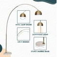 thumbnail image 4 of Leisuremod Arco Mid-Century Modern Arched Floor Lamp 75.6" Height with White Round Marble Base and Metal Dome Lamp Shade for Living Room and Bedroom, 4 of 16