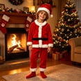 thumbnail image 6 of Santa Claus Costume, 3 Piece Velour Christmas Outfit with Hat, Top & Pants, Red Santa Suit for Boys & Girls Holiday Party, 6 of 6