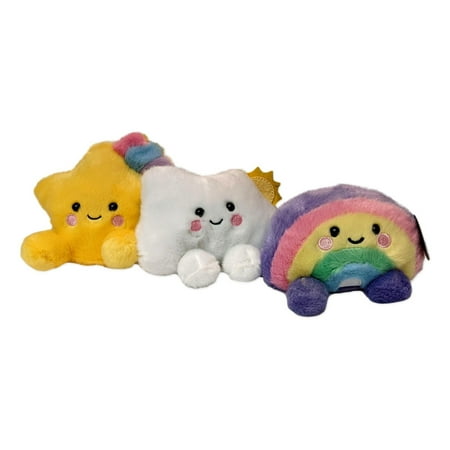 Set of 3 STAR, RAINBOW, & SUMMER CLOUD Palm Pals 5" Stuffed Animal Plush, Aurora