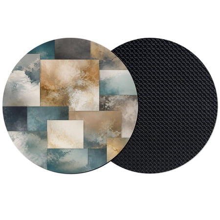 Teal Brown Abstract Coasters Set of 2 Absorbent Coasters for Drinks Modern Geometric Fluid Art Coaster for Desk Coffee Table Protection Home Decor House Warming Gifts 4