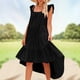 thumbnail image 5 of Vestido Largo Con Volantes Vestido casual de mujer de algodón de corte bajo vestido de verano vacaciones vacaciones (negro XL) Ygjytge para Mujer Negro T XXL, 5 of 6