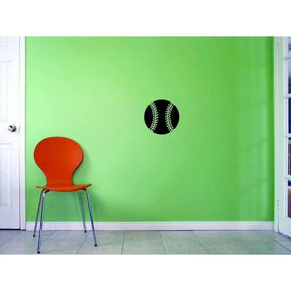 Custom Decals Softball Wall Art Size: 12 X 12 Inches Color: Black