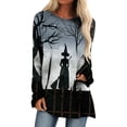 thumbnail image 2 of Costumes d'Halloween pour Femmes 2023 en Liquidation T-Shirt à Col Rond Oversize pour Femmes T T-Shirts à Imprimé d'Halloween T-Shirt à Manches Courtes Blouse Hauts, 2 of 5
