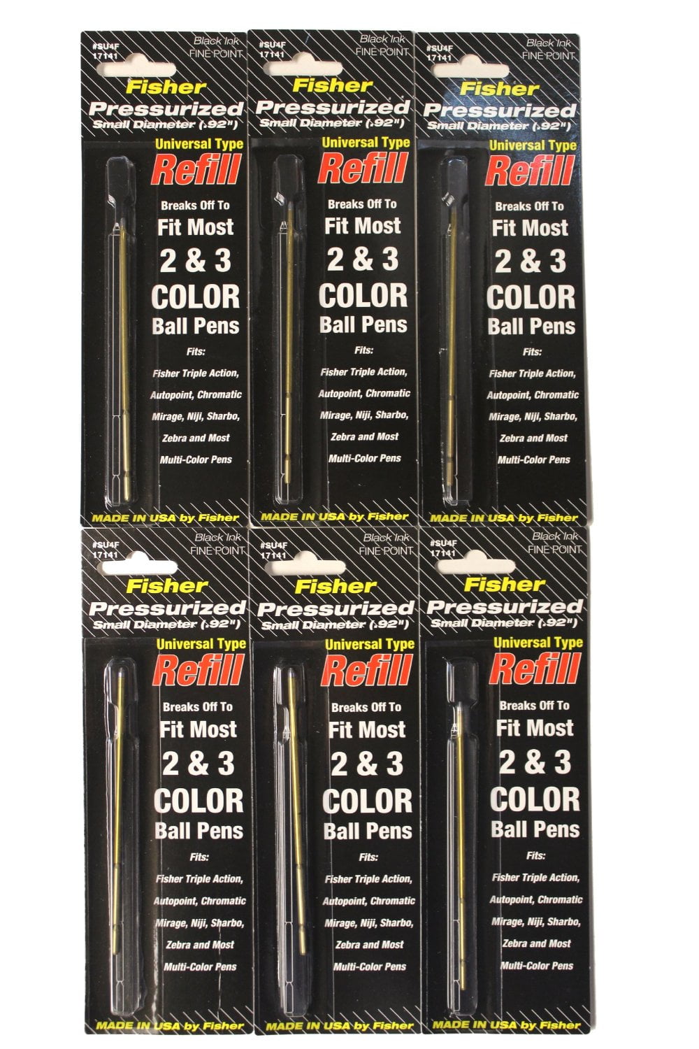 Fisher Space Pen Multi-function Universal Black Fine Refill, 6 Pack