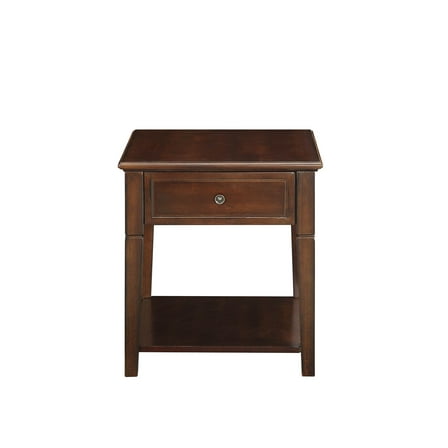 24" Walnut Manufactured Wood Rectangular End Table With Drawer And Shelf