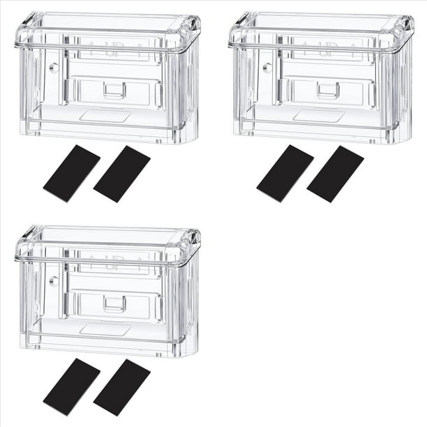 3X Portatarjetas de Presentación para Exteriores, de Acrílico, para Montaje en Pared, Incluye Soporte Transparente, Despegable y Adhesivo, para Oficina y Tienda.