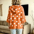 thumbnail image 4 of Domzest Womens Oversized Hooded Knit Sweater V Neck 3/4 Sleeve Drawstring Hoodies 2026 Fall Casual Lightweight Pullover Sweater Plus Size Saffron L, 4 of 7