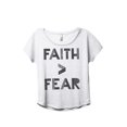 thumbnail image 1 of Faith Greater Than Fear Women's Fashion Slouchy Dolman T-Shirt Tee Heather White 3X-Large, 1 of 4