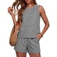 thumbnail image 1 of TaTaai Women's Summer Casual Plaid Print 2 Piece Set Sleeveless Round Neck Top Tie Waist Shorts with Side Pockets Gift, 1 of 2