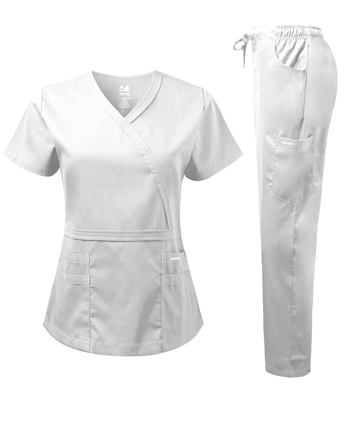 Dagacci Medical Uniform Women's Scrub Set Natural Stretch YNeck Stitch