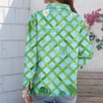 thumbnail image 5 of Bbyeadc Hawaiian Shirts for Women Long Sleeve Collared Shirts Button Down Breathable Tee Fashion Loose Beach Vacation Top'Green(XXXL), 5 of 5