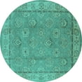 thumbnail image 1 of Ahgly Company Indoor Round Oriental Turquoise Blue Traditional Area Rugs, 3' Round, 1 of 4