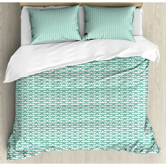 Caterpillar Duvet Cover Set King Size, Pattern of Larva Type Bugs Repeating Spring Season Animals Wildlife, Decorative 3 Piece Bedding Set with 2 Pillow Shams, Sea Green and White, by Ambesonne