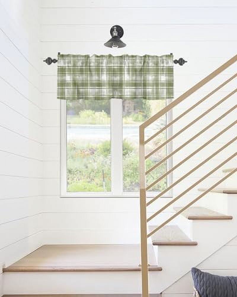  ZJDECOR Green and White Buffalo Plaid Check Kitchen Valance for  Windows, Farmhouse Gingham Plaid Adjustable Tie Up Curtains for Bathroom  Cafe Small Window, Rod Pocket, 56 x 18, Green/White : Clothing