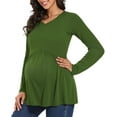 thumbnail image 3 of WellSize Women Maternity blouses Casual Fall Tunic Tops V Neck Long Sleeve Shirts Winter Pregnancy Clothes, 3 of 7