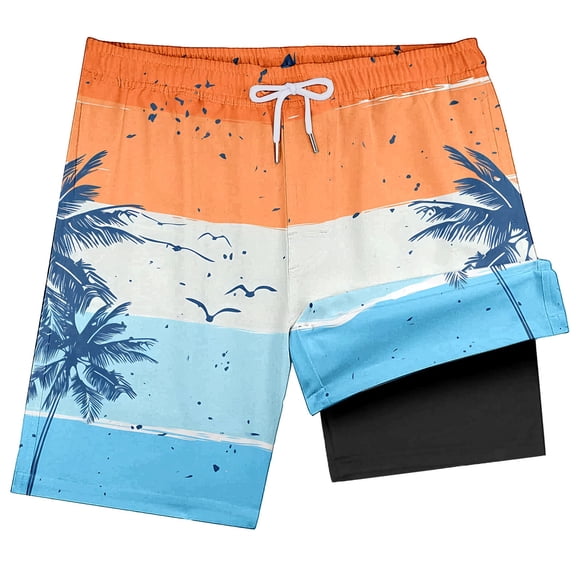 Kcolen Boys Swim Trunks with Compression Liner Toddler Swimsuit Boy Swim Shorts Bathing Suits Boxer Brief Swimming Trunks