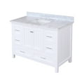 thumbnail image 3 of Paige 48" Bathroom Vanity with White Cabinet and Carrara Marble Top, 3 of 6