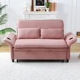 thumbnail image 3 of CQSXDA Multi-Functional  Letter Striped Sofa Bed with Adjustable Armrests and Backrests for Bedrooms and Living Rooms, Pink, 3 of 16